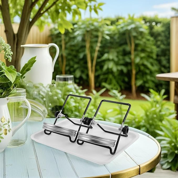 Sosoport 2 Sets Stainless Steel Sprouting Mesh Kit for Wide Mouth Mason Jars with Stand and Tray, Seed Germination Lid Set for Kitchen Sprouts Growing, Metal Screen Sprout Accessories