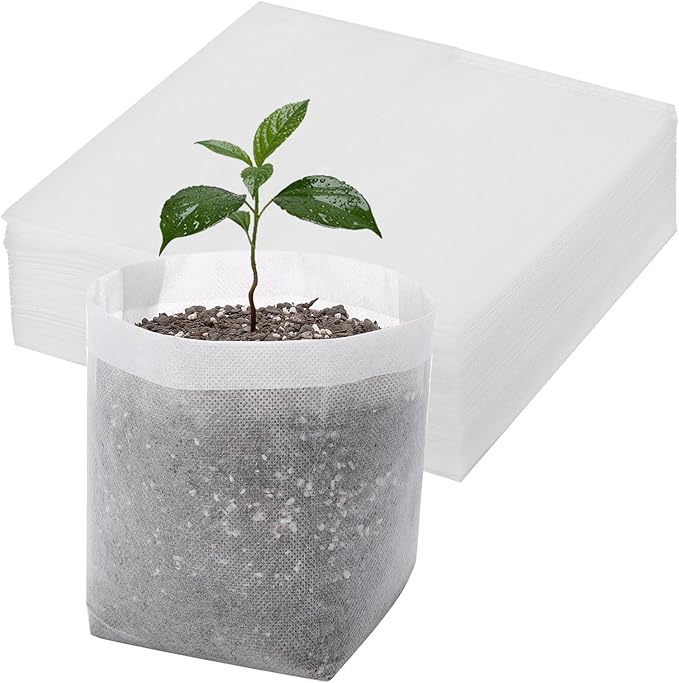 Fabric Grow Bags - 7.9x7.9 inches Breathable Seed Starter Plant Grow Bags for Seedling Pots, Nursery Pots for Plants, 100pcs