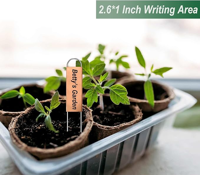 40 Pieces Metal Plant Labels 6 Inch Copper Metal Plant Tags Garden Label Markers Outdoor Planting Garden Markers for Plants Vegetables Herb Seedlings Flowers