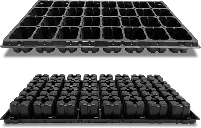 Gardzen 10 Pack 32 Cell Seed Starter Trays, 2" Deep Plug Tray for Seedlings, Heavy Duty Seedling Trays with Drainage Holes, Fit Standard 1020 Drip Tray