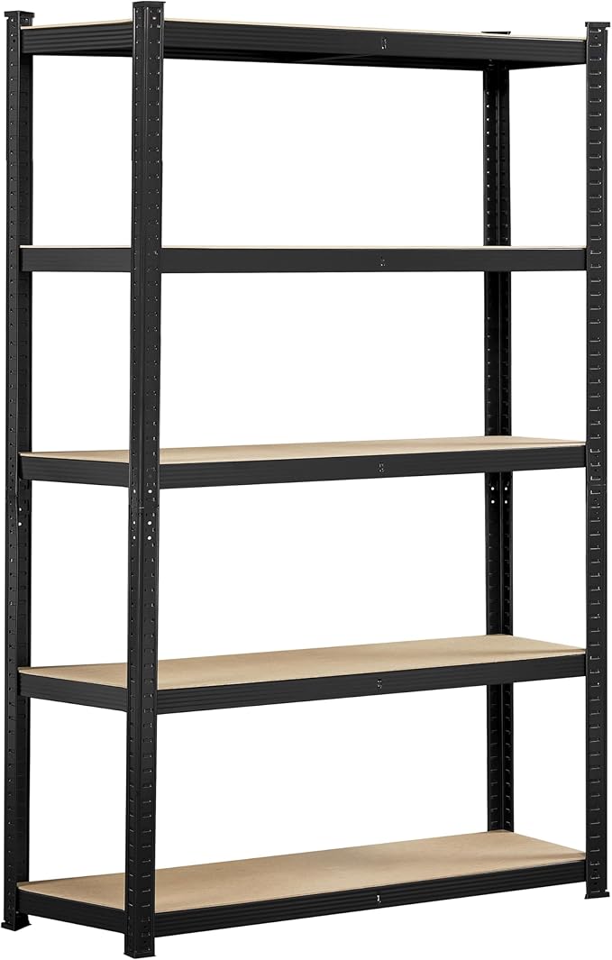 Yaheetech Storage Shelves, 5 Tier Heavy Duty Adjustable Metal Shelving Unit, Industrial Utility Rack for Garage Warehouse Pantry Closet (35.5 W× 12 D × 71 H Inches, Black)