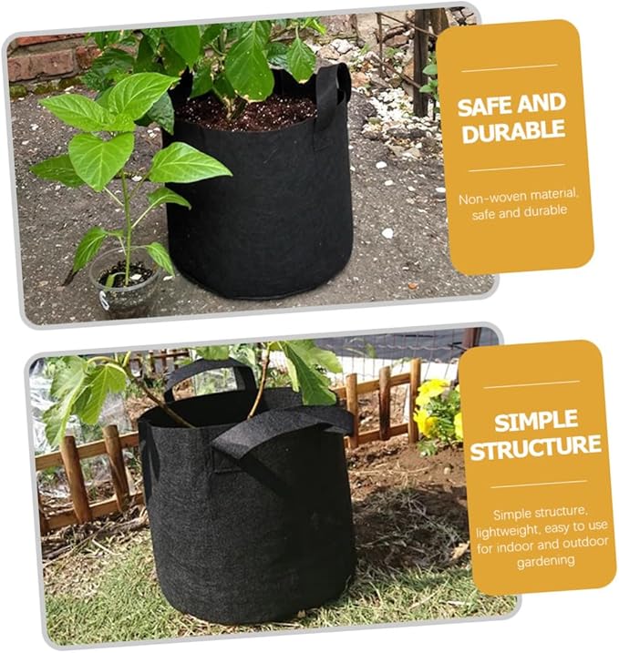 Lurrose 6pcs Nonwoven Plant Growing Bags with Handles for Vegetables and Flowers Aeration Nursery Planters with Drainage Lightweight Root Aeration Bags for Indoor Outdoor Gardening