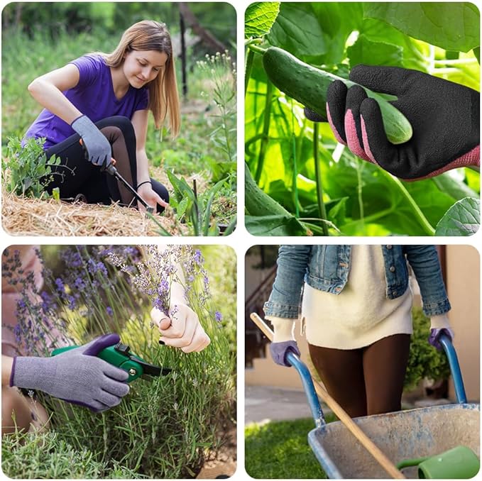 Ainiv 3 Pairs Kids Gardening Gloves Thorn Proof, Soft Rubber Coated Kids Work Gloves with Grippy Gardening Gift