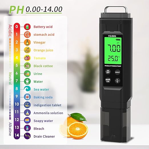 PH Meter,5 in 1TDS Meter,Salinity Tester,EC Meter,Temp,pH Meter for Water,TDS Meter Digital Water Tester,EC Meter Hydroponics,pH Tester Digital PPM Meter,Pool Salt Tester.