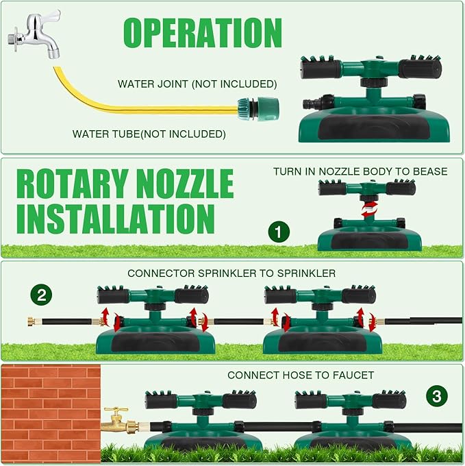 Sprinkler for Yard, Rotating Water Garden Sprinkler for Large Area Coverage, Lawn and Yard Sprinklers