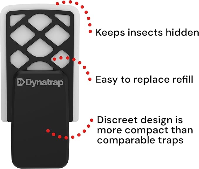 Dynatrap DT3007 Indoor Plug-in Fly Trap for Flies, Fruit Flies, Moths, Gnats, and Other Flying Insects - 1 Black Device + 2 Glue Cards