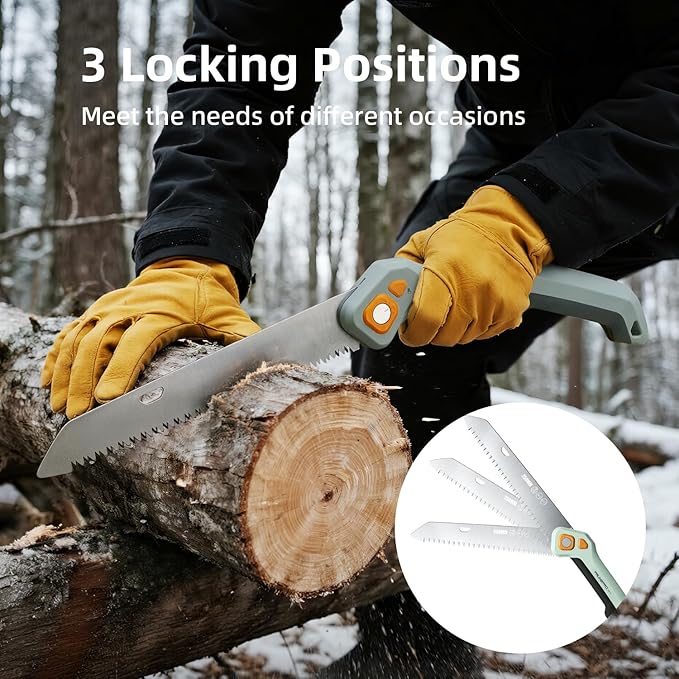 PrunePro Folding Hand Saw SK5 Blade for Tree Trimming Gardening Camping | 3 Adjustable Cutting Angles | Sharp Triple-Cut Blade | Ergonomic Non-Slip Grip | Foldable Pruning Wood Cutting Saw