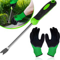 12.8'' Dandelion Weed Puller Tool with Soft Handle Polished Stainless Steel Garden Hand Weeder Remover Tool Two-pronged Fork with Gloves for Garden Lawn Farmland Planting Care in Patio Lawn Yard
