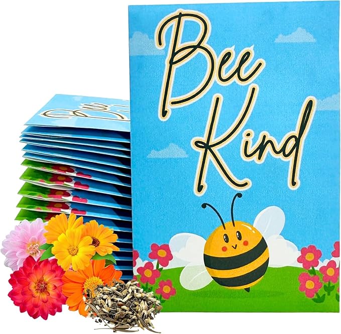 Wildflower Seed Packets Bee Kind Party Favors (Pack of 30) - Bee Friendly & Pollinator Wildflower Seed for Planting Gardening (Bee Kind Blue Sky)