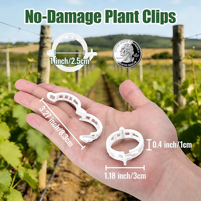 300Pcs Thickened Tomato Clips, Plastic Trellis Clips for Grape Vine, Tomato Vine, Vegetable Plants, Plant Support Clips to Help Plants Grow Upright & Healthier