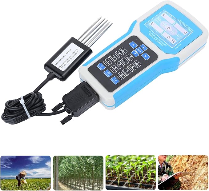 Asixxsix Soil Meter, 5 in1 Soil Temperature Conductivity NPK Tester Gardening Tool Kits with 5Pin Sensor LCD Display for Garden, Lawn, Farm, Outdoor Plants
