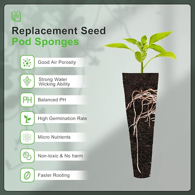 YBB 50PCS Hydroponic Grow Sponges, Seed Starter Pods Replacement Sponges Compatible with Aerogarden, Rapid Rooter Starter Plugs for Hydroponic Indoor Garden System