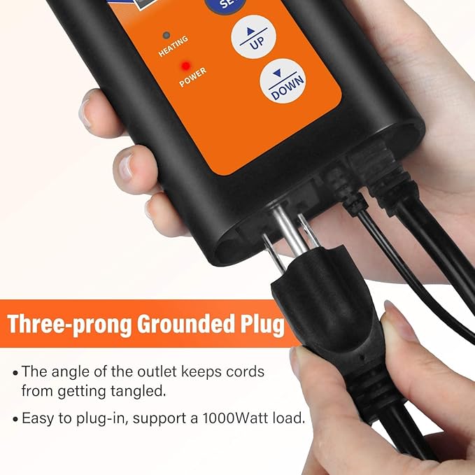 iPower 2 Pack Heat Mat Controller with Digital Thermostat for Plants Germination and Indoor Seed Starting, 1000W-Orange, Black