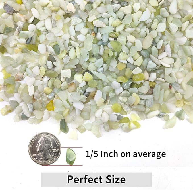 YISZM 10LB Succulent and Cactus Pebbles, 1/5 Inch Jade Natural Decorative Polished Stones, River Rocks for Plants, Vases and Outdoor Gardening,Green