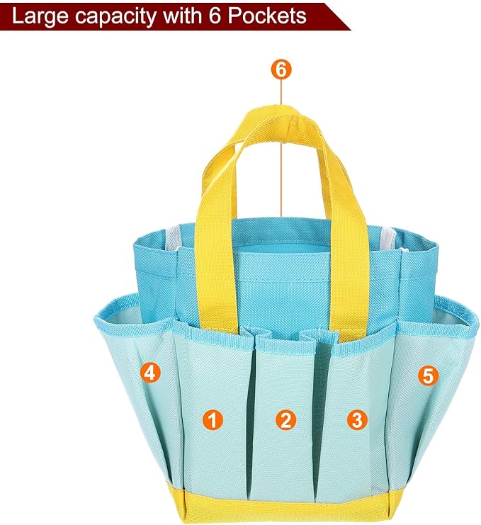 HARFINGTON Garden Tool Bag 11.22" x 3.94" x 12.2" Large Oxford Bag with Pockets Garden Tote Gardening Plant Tool Organizer Storage Carrier Store for Outdoor Women Men, Blue