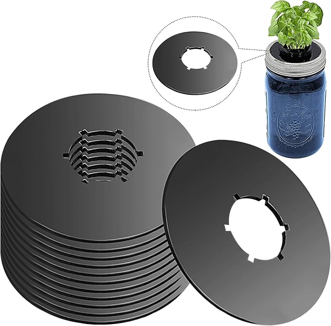 12PCS Kratky Lids Wide Mouth Hydroponic Cover Lids Kratky Mason Jar Lids Kratky Lid Insert Kratky Jar Cover Hydroponic Lids Kratky Hydroponics Supplies with Hole for Mason Jars Aerogardens Pods