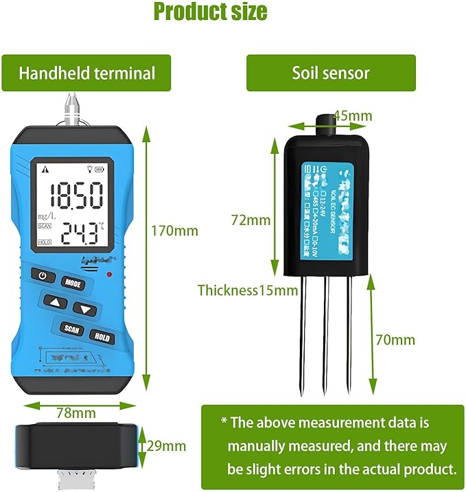 Portable Dissolved Oxygen Detector，Nitrogen, Phosphorus, Potassium Npk Tester, Backlit LCD Garden Soil Test Kit for Lawn, Farm, Indoor/Outdoor Plants
