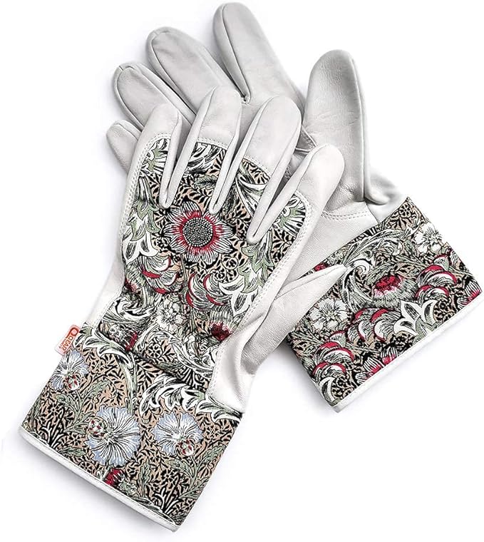 Lady Gardening Work Gloves, Premium Goat Leather Palm, Plants Thorn Resistance, Wrist and Lower Arm Protection,Women Medium Size