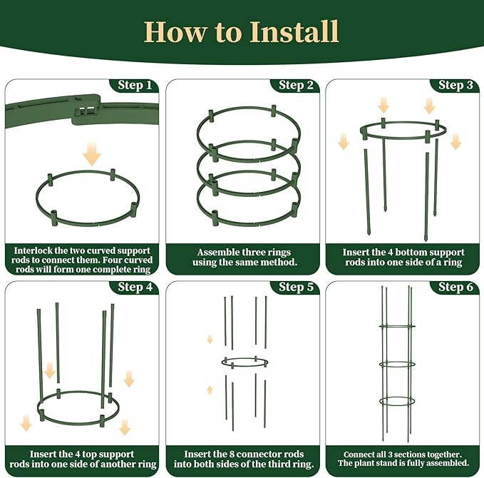 4 Pack Tomato Cages for Garden, 49" Tall Adjustable Heavy Duty Rust Resistant Tomato Trellis, with Upgraded Coupler for Raised Beds & Pots, Plant Stakes and Supports for Climbing Vegetables, Flowers