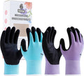 HandLove 6 Pairs Gardening Gloves for Women-Moisturizing Durable Work Gloves.Latex-free Sandy Nitrile Coated for Yard Garden,Touchscreen Friendly Protective Gloves with Grip, Medium,Blue&Purple