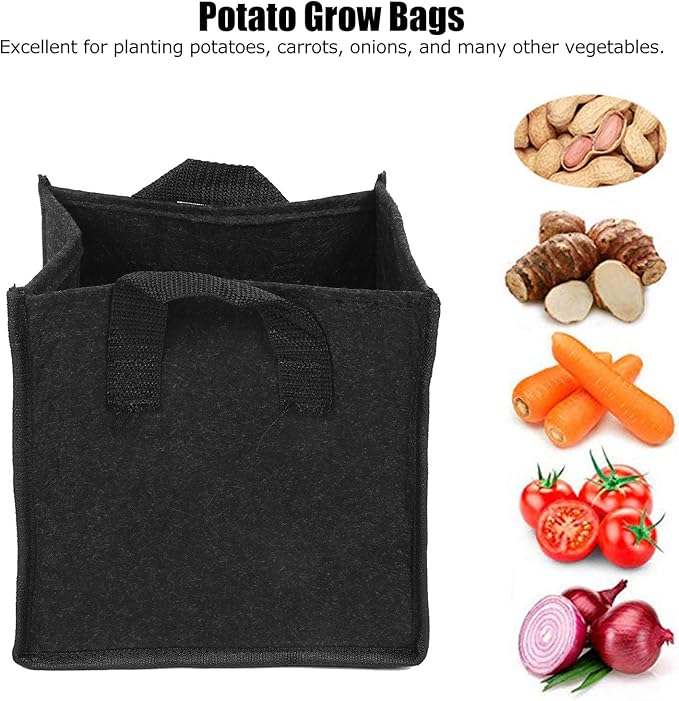 3Pcs Plant Growing Bag with Handles, Breathable Design Black Square Garden Vegetable Grow Container, Heavy Duty Fabric Raised Garden Bed, Thick Fabric Planting Pots for((3 gallons) 19.5*19.5*20)