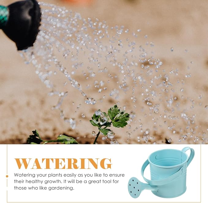 DOITOOL Metal Watering Cans, 5Pcs Kids Gardening Water Pots, Iron Watering Can Garden Watering Bucket for Gardening Plants Flower (Mixed Style)
