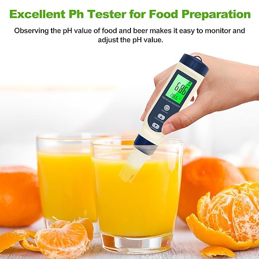 Pious PH Tester Digital, 5 in 1 PH Meter for Water/Salinity Meter/tds/ec/Thermometer, Pool Salt Tester with Constant Temperature Compensation, Suitable for Drinking Water Swimming Pools Aquariums