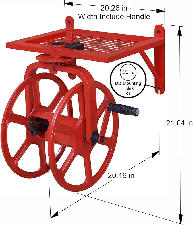Liberty Garden Revolution Hose Reel with Pull Up Latch, Red