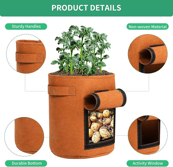SILKIR W Grow Bags, 10 Gallon, Ginger