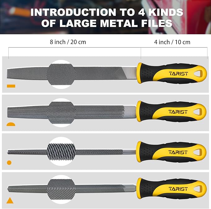 TARIST 17PCS File Set with Tool Bag, Includes 4PCS Large Metal File, 12PCS Needle File and Wire Brush,Work for Metal, Wood and More