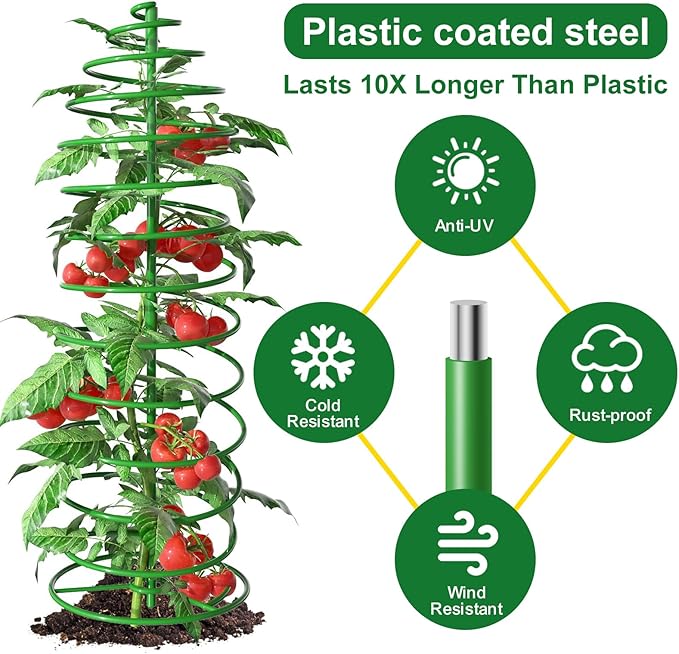 AMAGABELI Garden & Home 3 Pack Tomato Cages for Garden Plant Support 42" Stakes Metal Tower for Climbing Plants Vegetables Potted Plants Tomatoes Pea Bean Cucumber Flowers Outdoor