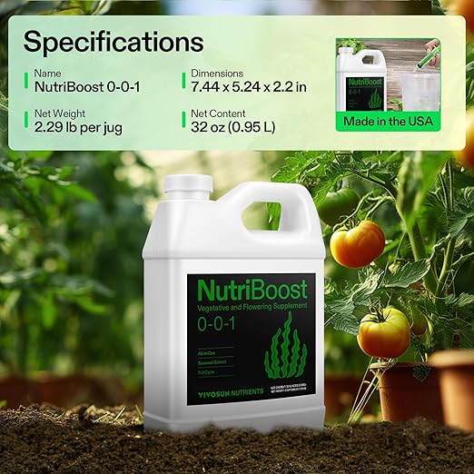 VIVOSUN Seaweed and Kelp Fertilizer, Concentrated Plant Additive NutriBoost (0-0-1), All-Purpose Liquid Food for All Growing Stages, for Trees, Vegetables, Flowers, Fruits, Lawn, 32 Ounces/1 Quart