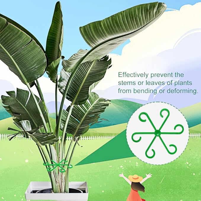 Plant Support Stakes 16-Pack, 4 Size Adjustable Green Gardening Stakes with Soft Clips, Sturdy Stem Supports for Indoor Outdoor Plants Like Monstera, Pothos, Tomatoes to Prevent Falling Over