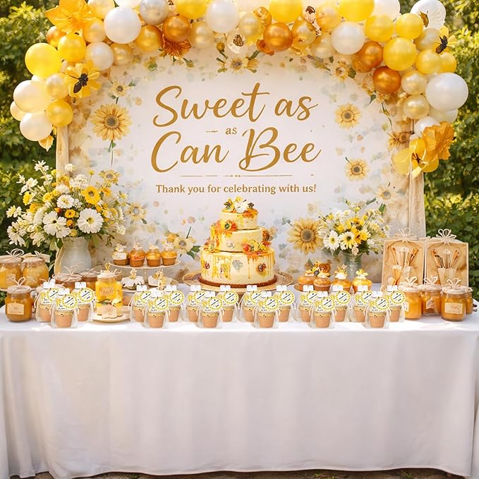 Ctosree 50 Sets Baby Shower Favors for Guests Sweet as Can Bee Seed Packets Include Self Adhesive Seed Packets Flowerpot Thank You Tags Organza Bags for Sweet Bee Baby Shower
