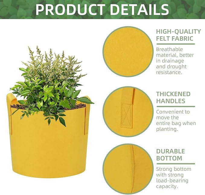 20 Pack 15 Gallon Grow Bags, Colorful Potato Plant Grow Bags with Handles, Nonwoven Garden Fabric Pots for Vegetable Fruit Flowers Herbs Tomato Potato Growing (15 Gal)