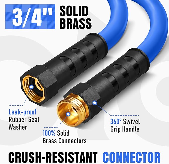 Heavy Duty Garden Hose 35 ft, Non-Expanding Flexible Water Hose, Kink Resistant Lightweight Hybrid Hose, Leakproof Hose Male to Female Fittings