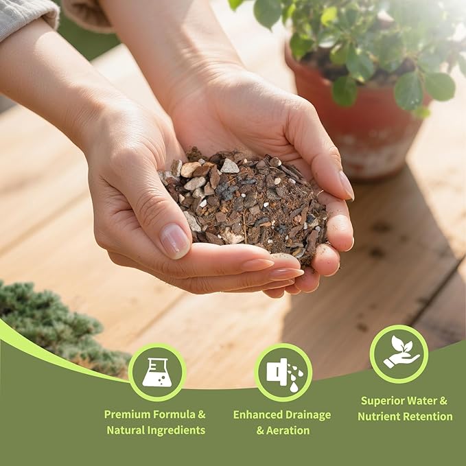 Premium Bonsai Soil 2qt- Aerated & Fast-Draining for Bonsai Pots, Promotes Healthy Growth