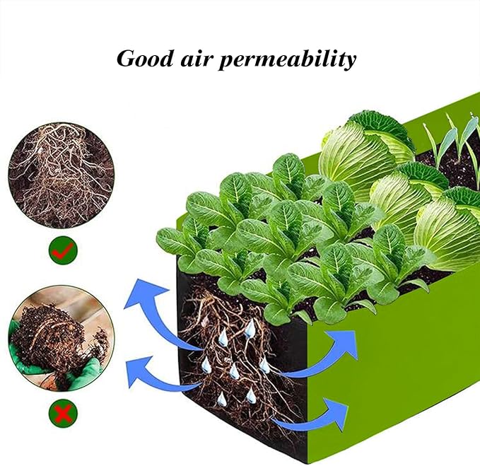 Square Grow Bags, Garden Fabric Planter Container with Handles Bed Flower Vegetables Pots 1MM Thickness Economic Colorful (Green,11.81x11.81x11.81 Square)