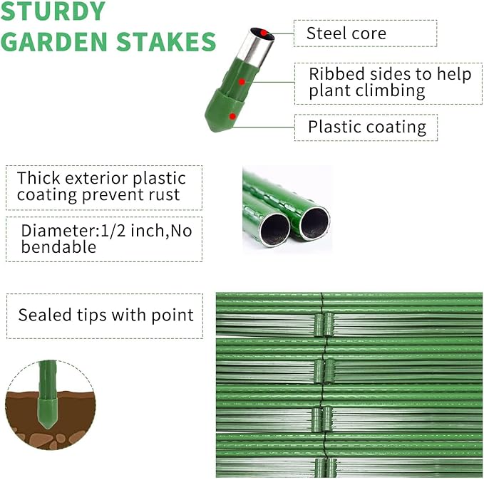 G-LEAF 6 Pack 5ft Tomato Cage for Garden Plant Support, Garden Stakes Tomato Cage, Tomato Cages Plant Stakes for Climbing Plants