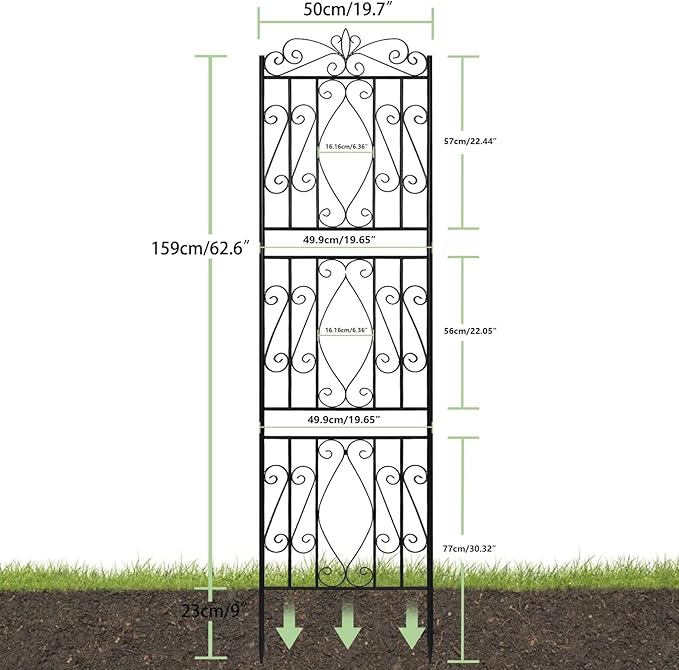 unho 2 Pack 71.6x20in Iron Arch Garden Trellis with Black Metal Coating–Perfect for Supporting Climbing Plants Outdoor, Roses, Vines, Flowers, and Vegetables