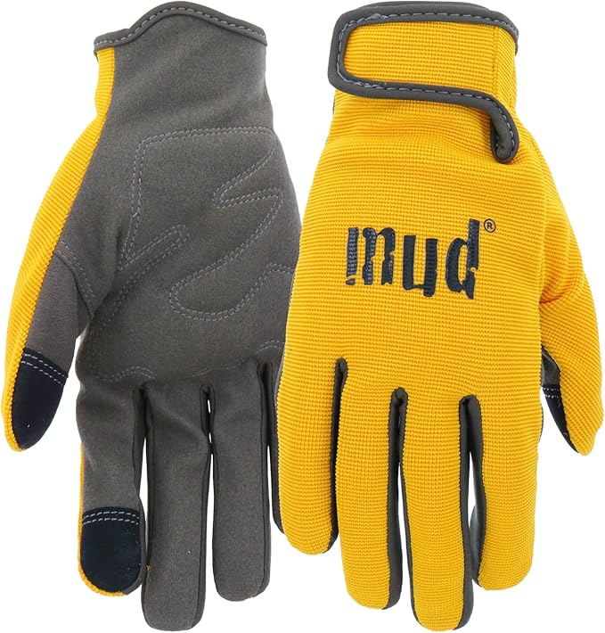Women's Synthetic Leather Palm Garden Gloves, Touchscreen Capable, Abrasion Resistant, Hook and Loop Closure
