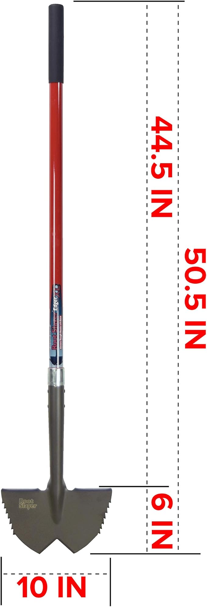 Root Slayer 22711 XL Serrated Garden Edger for Landscaping, Soil Cutting, and Clean Lawn Borders, Steel Tool, Red