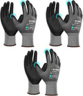 DULFINE Safety Work Gloves MicroFoam Nitrile Coated-3 Pairs Pack,Seamless Knit Nylon Glove with Black Micro-Foam Nitrile Grip,Ideal for General Purpose,Automotive,Home Improvement,Painting(Large)