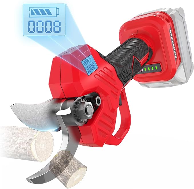 Cordless Electric Pruning Shears Compatible with Milwaukee 18V Battery, 0.8-2-Inch Cordless Portable Pole Pruner with LCD Display & Imported SK7 Steel Blades for Gardening Shears(Tool Only)