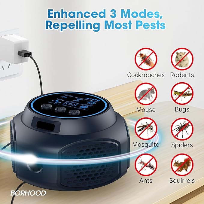 Ultrasonic Pest Repellent Plug in Indoor Mouse Traps for Home, Rodent Repellent Ultrasonic Device, Mouse Repeller Ultrasonic Plug in Pest Control for Rat Mice Squirrel Roach Spider Ant Bug