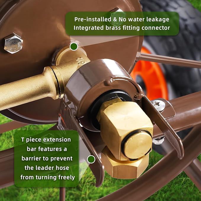2025 Upgrade Hose Reel Cart, Hold Up to 300 ft of 5/8'', Garden Hose Cart with 4 Wheels, Heavy Duty Freestanding Water Hose Reels for Outside Garden Lawn Yard Outdoor
