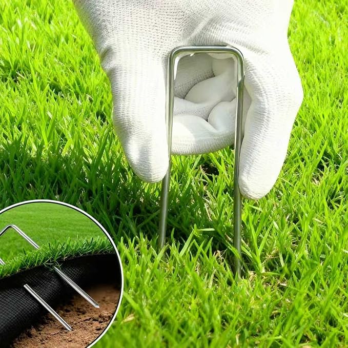 57 Pack 4 Inch Galvanized U-Shaped Garden Stakes Landscape Staples, 12 Gauge Heavy Duty Tent Stakes Ground Yard Lawn Pins for Landscaping, Weed Barrier Fabric, Fencing, Outdoor Decor
