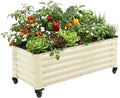 Vego garden Classic Rolling Garden Bed – 1.75' Mobile Metal Raised Garden Bed for Patio, Deck, Balcony – Deep Planting Space, Durable & Easy to Move (Pearl White, 1.75'X4')