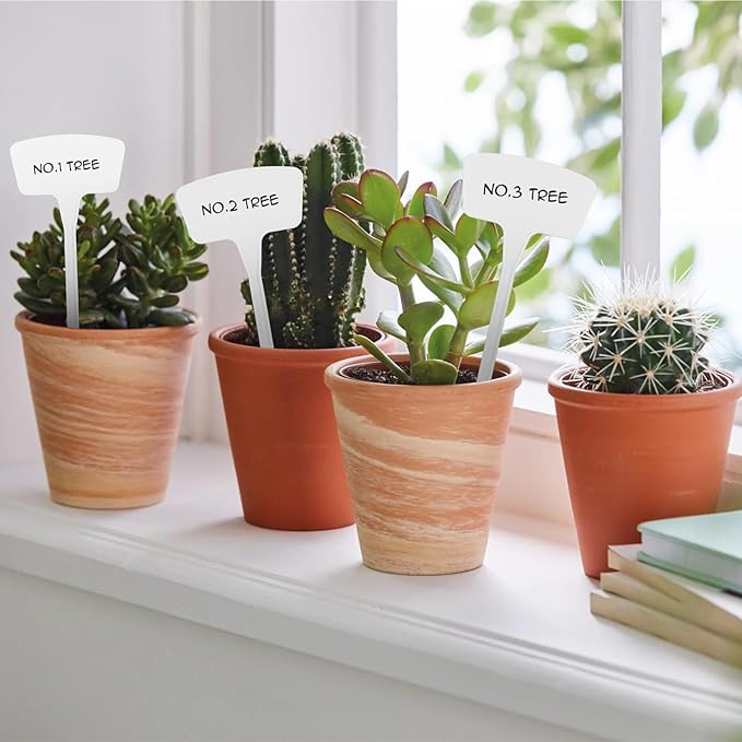 100 Pcs White Plant Labels, T-Type 10.6" Large Plastic Plants Tags Waterproof Plant Makers Nursery Garden Labels for Outdoor Indoor Plants Flowers Vegetable Potted Belt