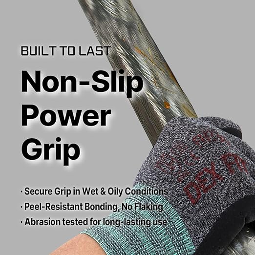 DEX FIT Nitrile Work Gloves FN330, 3D-Comfort Stretchy Fit, Firm Grip, Thin & Lightweight, Touch-Screen Compatible, Durable, Breathable & Cool, Machine Washable; Black Grey S (7) 12 Pairs